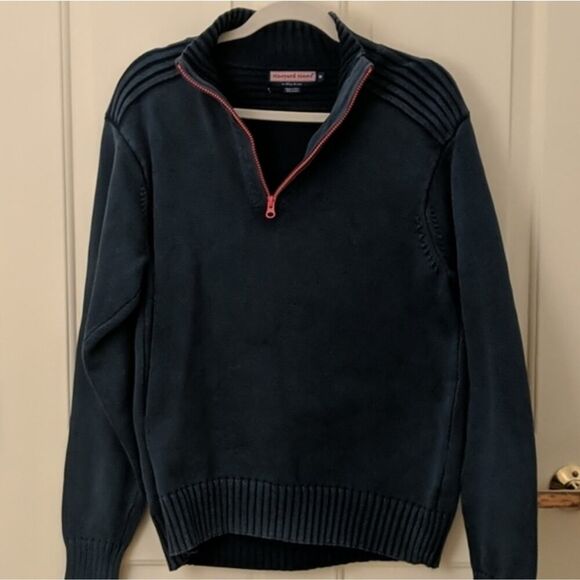 Vineyard Vines Navy Quarter Zip Medium - Picture 1 of 4